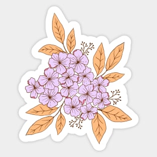 Vintage hydrangea flowers botanical design in lavender and blue Sticker